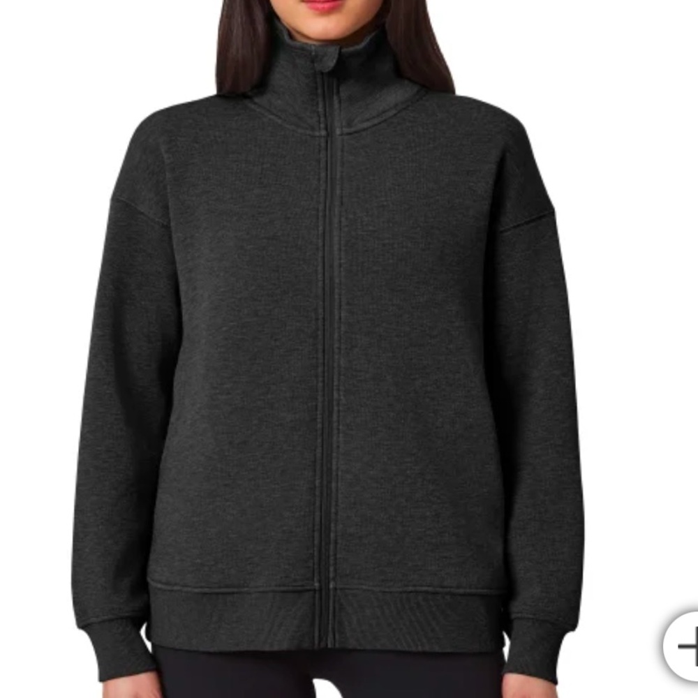Mondetta Ladies' Fleece Full-Zip Jacket Black/Gray - Picture 1 of 4